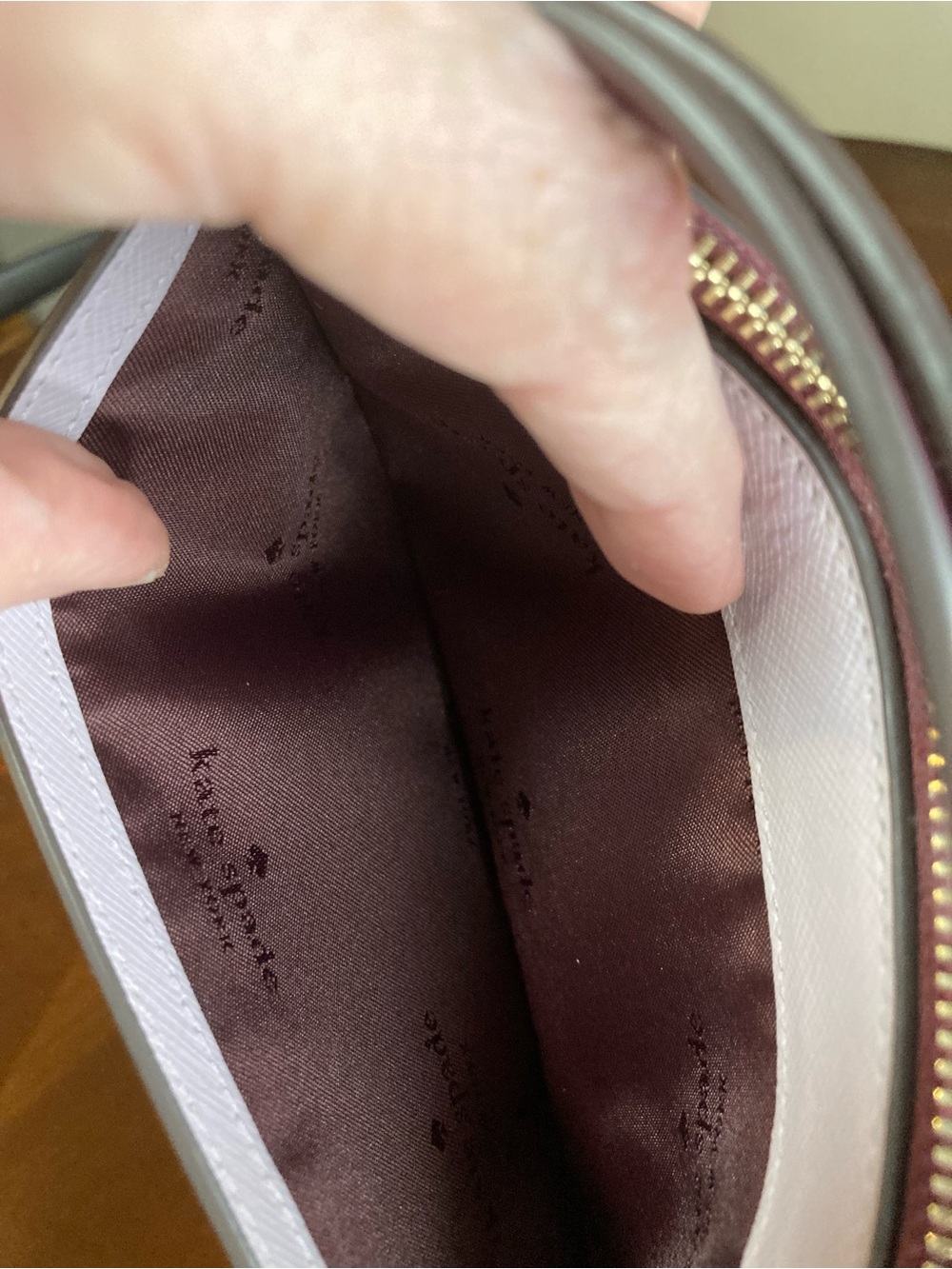 Kate Spade Lucy L Zip Saffiano Leather Wristlet in Lilac Moon Multi EUC - Picture 7 of 13